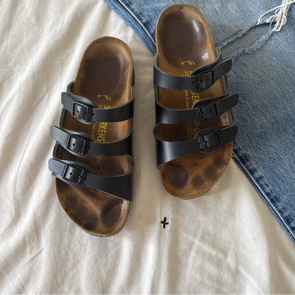 Birkenstock Shoes - Birkenstock Black and Brown Leather‎ Sandals Size 36